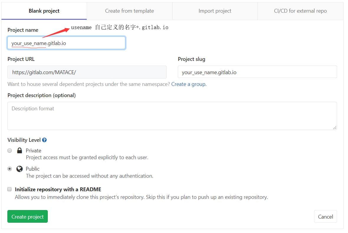 Create Public project
