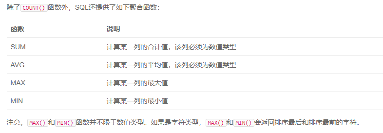 常用聚合函数